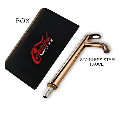 Carnival SS-304 Full Rose Gold Extended Tall Body Basin Pillar Faucet Tap | Tall Pillar Cock Tap with Long Spout | Rose Gold Tap for Wash Basin (12" Inches) for Counter Table Top Washbasin - Image 3