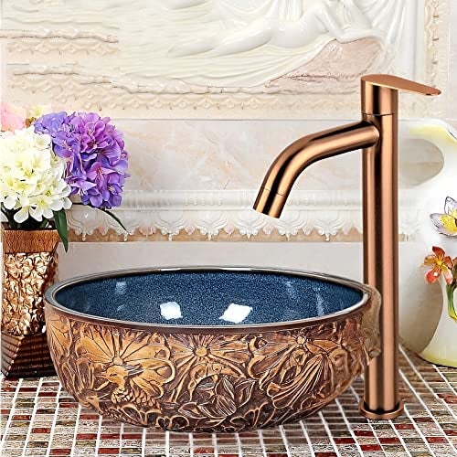 Carnival SS-304 Full Rose Gold Extended Tall Body Basin Pillar Faucet Tap | Tall Pillar Cock Tap with Long Spout | Rose Gold Tap for Wash Basin (12" Inches) for Counter Table Top Washbasin - Image 5