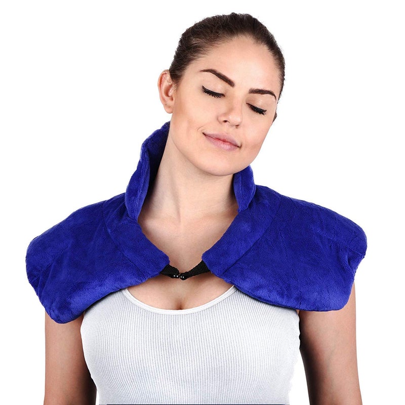 Joy&Grace Large Microwavable Heating Pad for Neck and Shoulders - 5 Lb. Heavy Duty Weight for Deep Heat Therapy, Neck Relief, Stress Relief, Anxiety Relief, Neck Wrap Alternative to Rice Bags (Unscented Blue) - Image 3