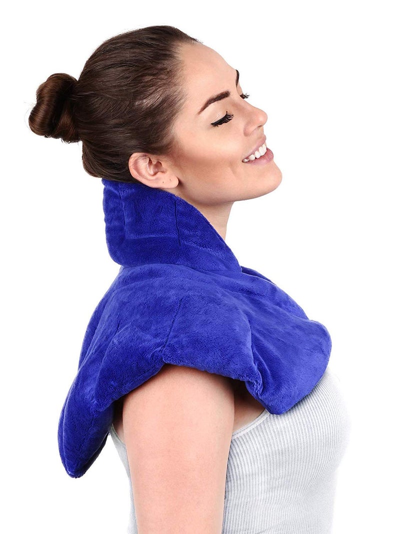 Joy&Grace Large Microwavable Heating Pad for Neck and Shoulders - 5 Lb. Heavy Duty Weight for Deep Heat Therapy, Neck Relief, Stress Relief, Anxiety Relief, Neck Wrap Alternative to Rice Bags (Unscented Blue) - Image 5