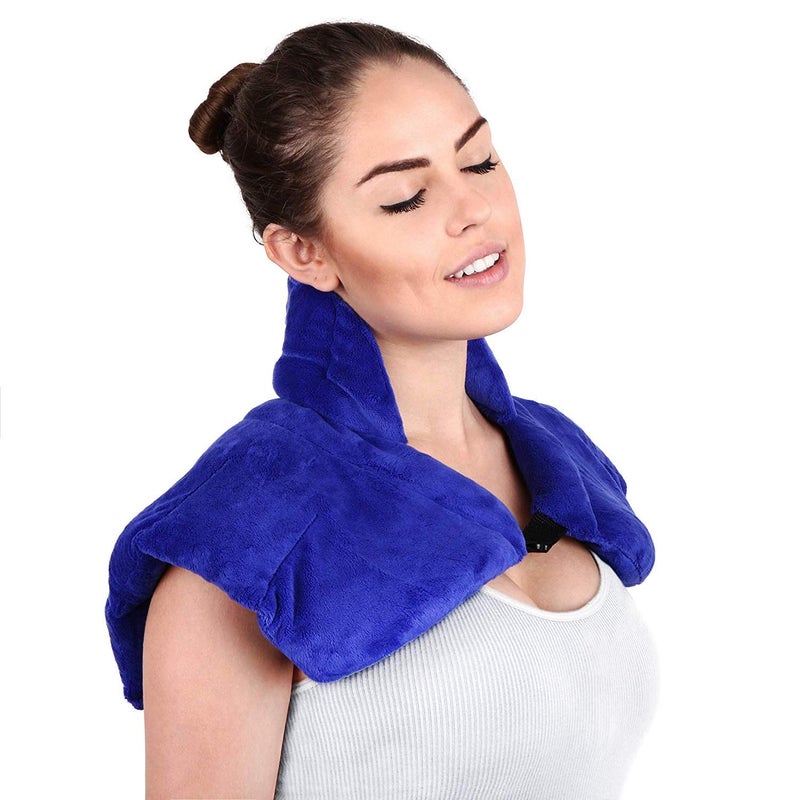 Joy&Grace Large Microwavable Heating Pad for Neck and Shoulders - 5 Lb. Heavy Duty Weight for Deep Heat Therapy, Neck Relief, Stress Relief, Anxiety Relief, Neck Wrap Alternative to Rice Bags (Unscented Blue) - Image 4