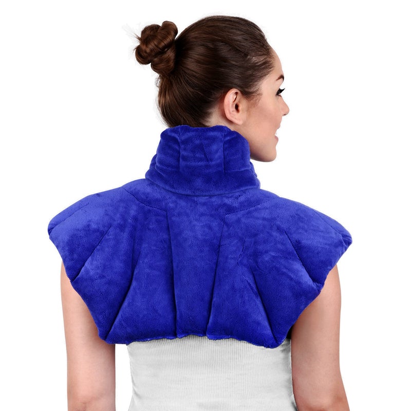 Joy&Grace Large Microwavable Heating Pad for Neck and Shoulders - 5 Lb. Heavy Duty Weight for Deep Heat Therapy, Neck Relief, Stress Relief, Anxiety Relief, Neck Wrap Alternative to Rice Bags (Unscented Blue) - Image 1