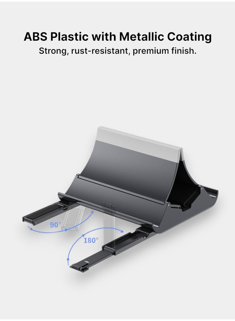 أركس حامل لابتوب عمودي – حامل قابل للتعديل 3 في 1 (ماك بوك، لابتوب ألعاب، تابلت، هاتف) مع مشبك أوتوماتيكي، قاعدة قابلة للتمديد، ABS وسليكون، رمادي - Image 5
