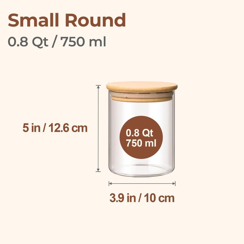 ComSaf Glass Jars with Lids, 750 ml, 6 Glass Jars with Lids, Suitable for Almonds, Filled Candy, Mini Biscuits - Image 2
