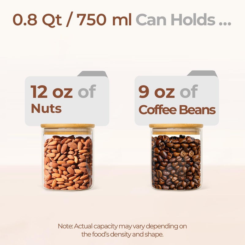 ComSaf Glass Jars with Lids, 750 ml, 6 Glass Jars with Lids, Suitable for Almonds, Filled Candy, Mini Biscuits - Image 3