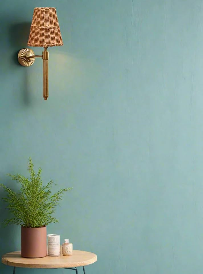 AKWAY Antique Brass Finish Wall Lamps for Living Rooms with Bamboo Shade | Rattan and Cane Wall Lamps for Bedroom | Wicker Wall Lights - Hiral - Image 3