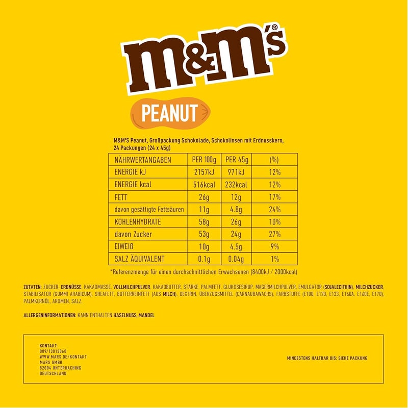 M&M'S Peanut Chocolate 45g x 24 (Pack of 24) - Image 3