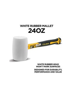 White Rubber Mallet 24oz, Rubber Mallet Hammer, Fiberglass Handle, Double-faced Solid Rubber Head - Soft, Nonslip, Durable Rubber Grip, Mallet for Construction, Wood, Upholstery and Automotive Work - pzsku/Z5831CAC72750BDE7D303Z/45/_/1739903256/f0c30d3c-c4b5-4a74-b1ff-7e741a84d693