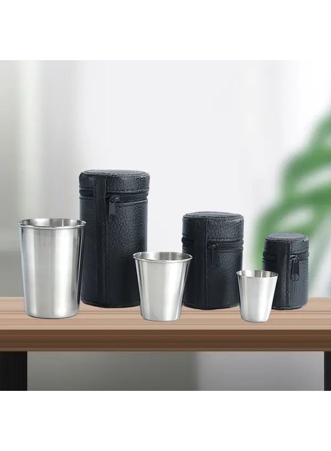 Portable 4 Piece Stainless Steel Shot Glasses Set 2 36oz Travel Drinkware - Image 1