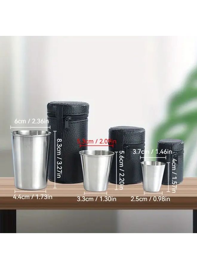 Portable 4 Piece Stainless Steel Shot Glasses Set 2 36oz Travel Drinkware - Image 4