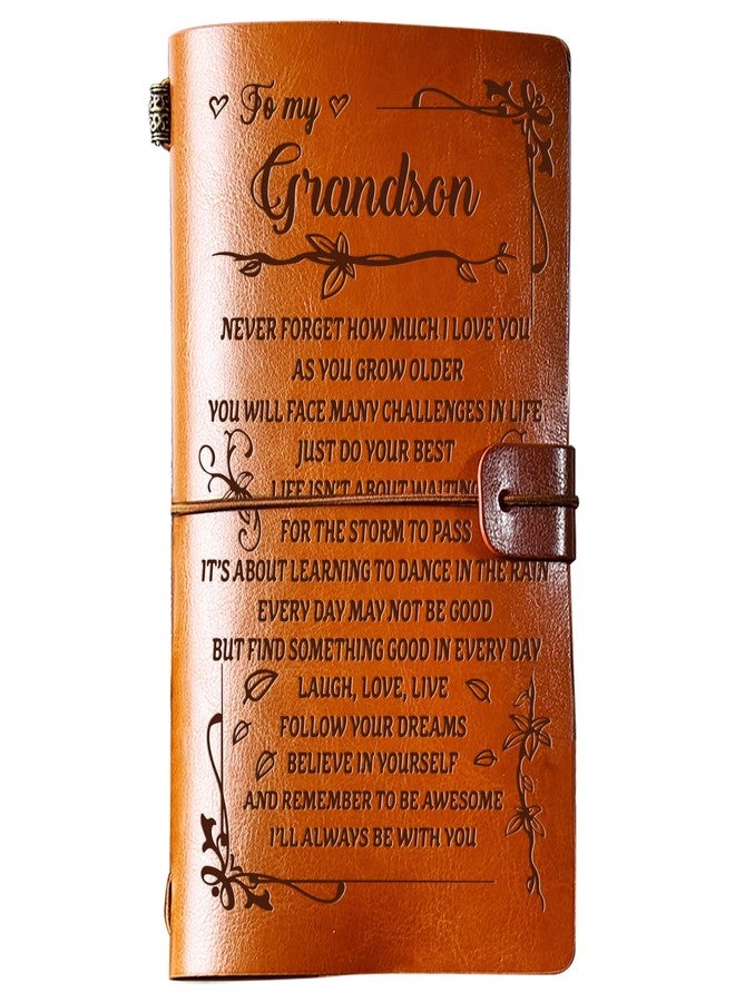 PRSTENLY Grandson Gifts Leather Journal, To My Grandson Gifts 140 Page Journal Notebooks, Graduation Birthday Christmas Gift for Grandsons from Grandma Grandpa - Image 1