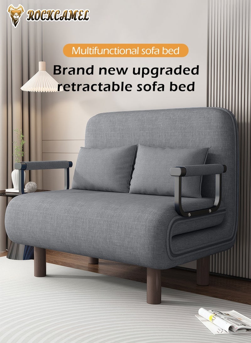ROCKCAMEL 3-In-1 Armchair Sofa With Angle Adjustment,100cm Wide Convertible Sofa Bed And Leisure Recliner, Skin-Friendly Flannel Fabric, Removable And Washable, Free Two Pillow, Multifunctional Backrest Sofa Seat For Home And Office,Grey - Image 2