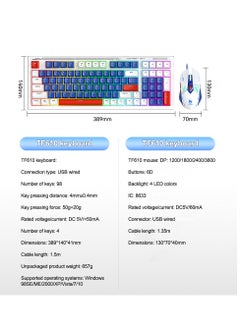 T-WOLF Gaming Keyboard and Mouse Combo, 98-Key Compact RGB Mechanical Feel Keyboard with Type-C Wired & Silent Design, 3600 DPI 6-Button LED Gaming Mouse, 4-Color Backlight  for PC/Windows - Blue White  - Image 4