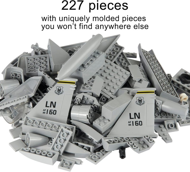Apostrophe Games Fighter Jet Building Block Set - 227-Piece F-15 Eagle Fighter Jet Construction Toy Set - Building Block Plane Toy for Children from 10 Years and Adults - Compatible with All Building - Image 2