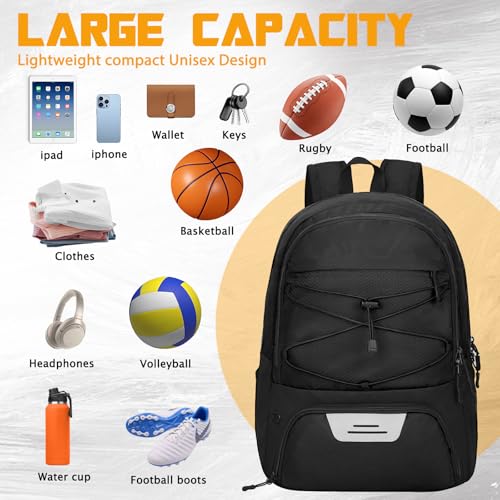 Goloni Soccer Backpack,Soccer Bag with Ball Holder & Shoe Compartment,Large Sports Bag for Basketball, Volleyball,Football - Image 2