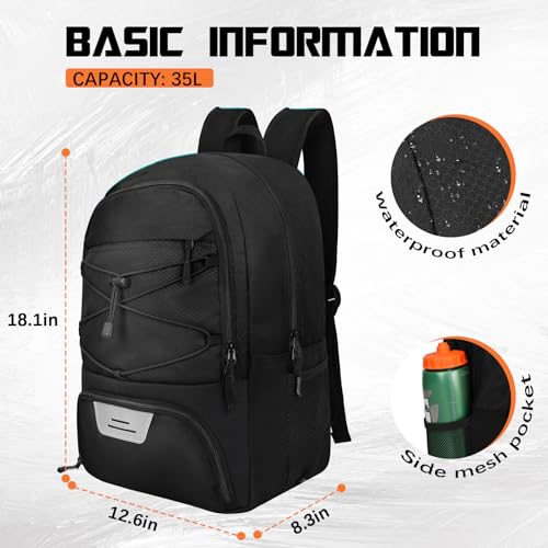 Goloni Soccer Backpack,Soccer Bag with Ball Holder & Shoe Compartment,Large Sports Bag for Basketball, Volleyball,Football - Image 3