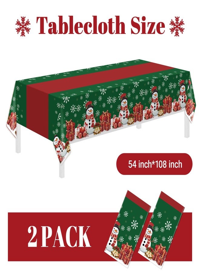 Childom 2 Pack Christmas Tablecloth,Disposable Plastic Tablecloth 54" x 108" Christmas Decorations Xmas Party Supply,Snowman Green Table Cloth,Plastic Table Cover for Indoor,Outside,Home,Dinner,Party - Image 5