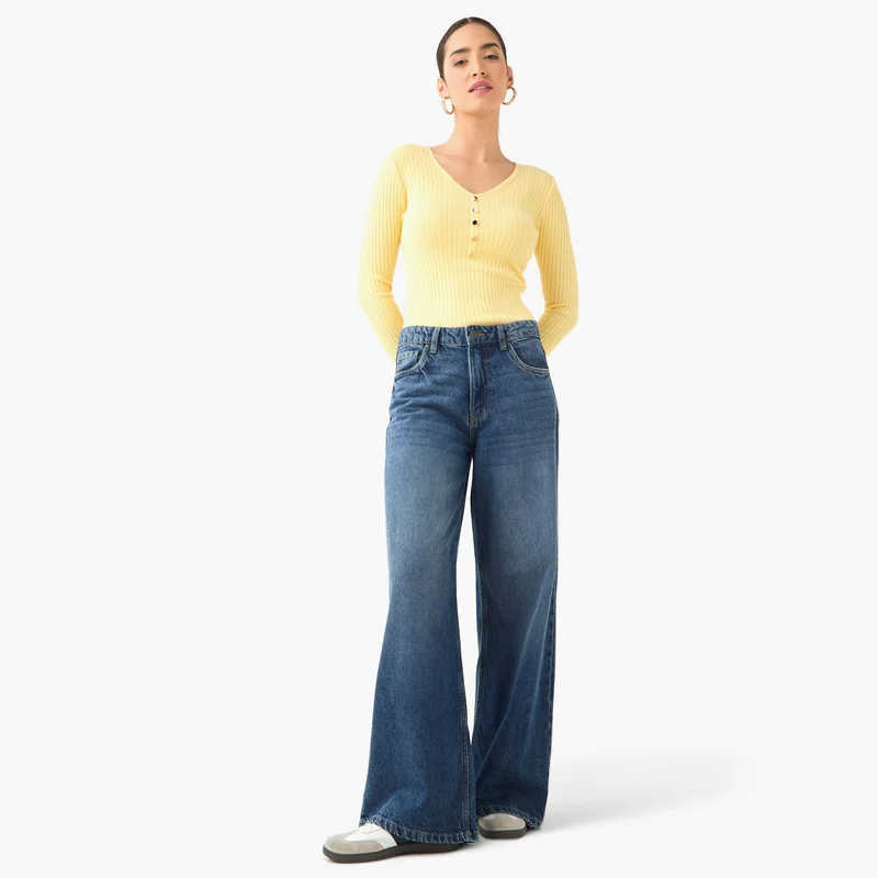 2Xtremz 2Xtremz Ribbed V-neck Sweater
