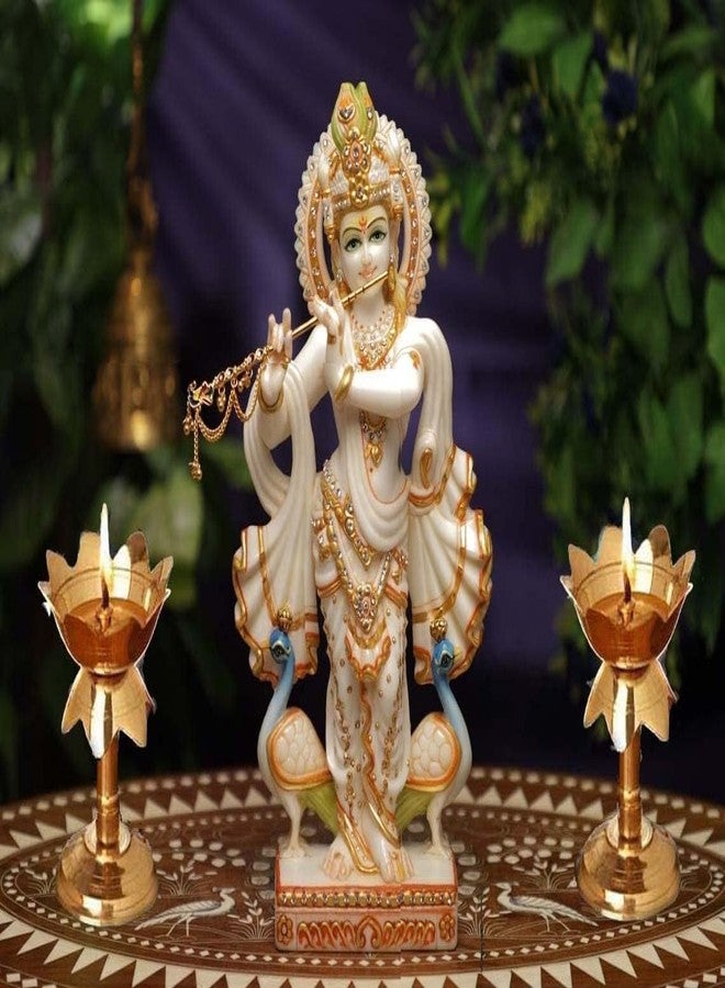 أديتري_كرييشن مصباح زيت صغير مزخرف على شكل زهرة اللوتس، يُستخدم في طقوس البوجا، وهو عنصر أساسي في احتفالات هولي الثقافية الهندية التقليدية، ويُستخدم أيضًا في ديكور المنزل. (الحجم: الطول: 2 بوصة، الارتفاع: 3 بوصات) (ذهبي). - Image 5