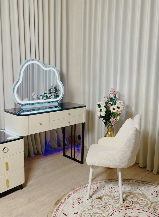 SHEE ONE Smart and modern LED dresser and makeup table with cloud-shaped mirror and comfortable chair - Image 2