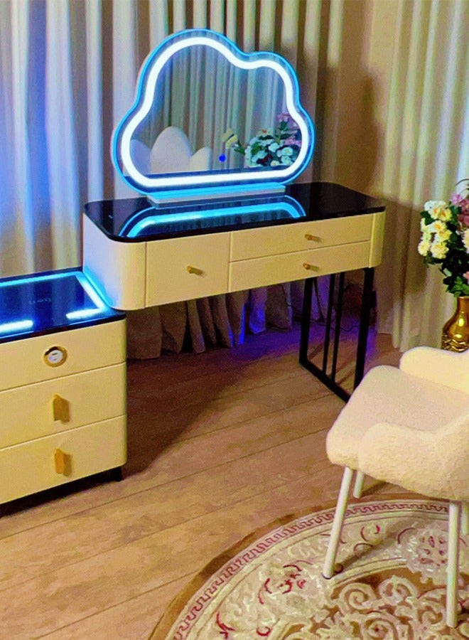 SHEE ONE Smart and modern LED dresser and makeup table with cloud-shaped mirror and comfortable chair - Image 1
