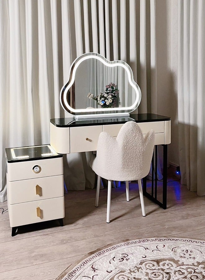 SHEE ONE Smart and modern LED dresser and makeup table with cloud-shaped mirror and comfortable chair - Image 3