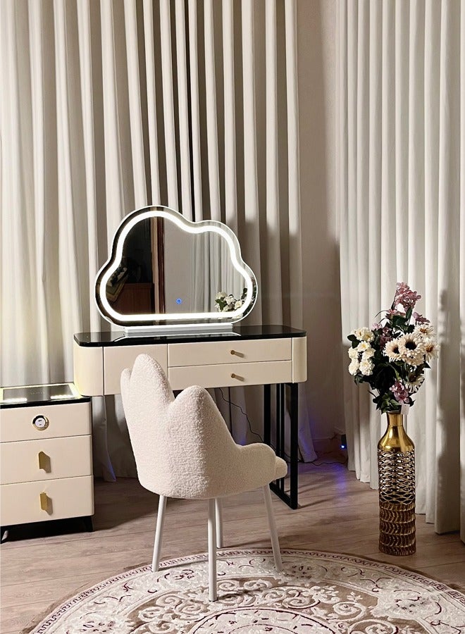 SHEE ONE Smart and modern LED dresser and makeup table with cloud-shaped mirror and comfortable chair - Image 5