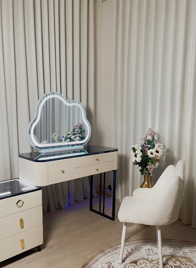 SHEE ONE Smart and modern LED dresser and makeup table with cloud-shaped mirror and comfortable chair - Image 4
