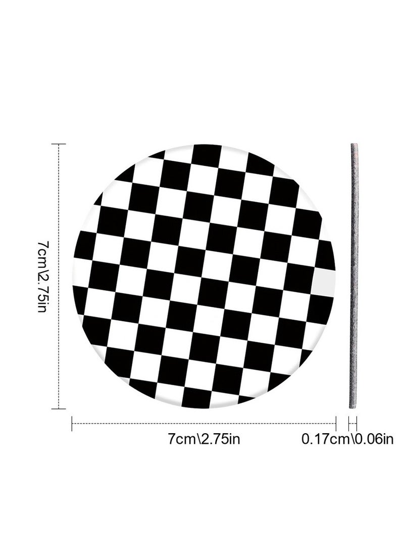 Generic 2PCS Durable Leather Black & White Lattice Car Coasters - Anti-slip Cup Mats for Clean & Dry Cup Holders - Premium Car Interior Accessories - Image 5