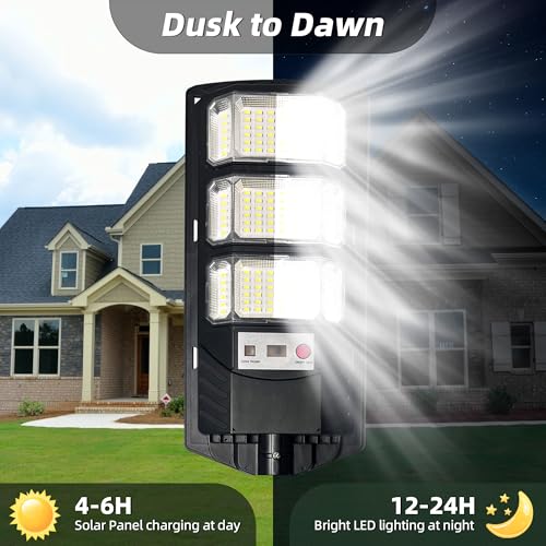 FOWSEEK Solar Street Lights Outdoor 2 Pack 6500K Solar Lights Outdoor Waterproof with Motion Sensor Lamparas Luces Solares para Exteriores Dusk to Dawn Commercial Lighting for Yard Path - Image 3