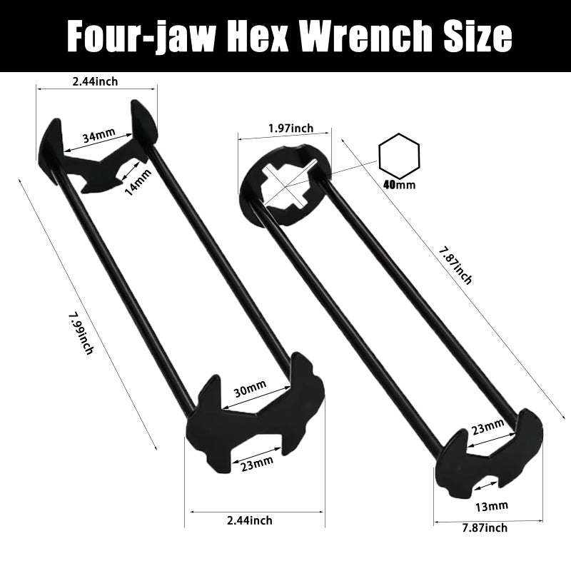 Rmannke Multifunctional Kitchen Faucet Sink Basin Wrench, Kitchen Drain Tub Removal nut Plumbing Plumber, 8 in 1 and 14 in 1 Four-jaw Hex Wrench, for Tight Spaces Installation and Repairs Tools - Image 3