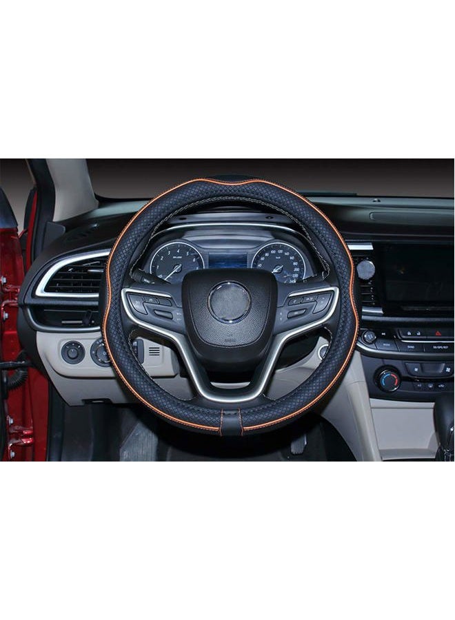 Mayco Bell Universal Standard Size Steering Wheel Cover Anti-Slip,Safety,Soft,Breathable,Durable,Full Surround,Comfortable Grip Microfiber Leather (14.5-15 inch,Black Orange) - Image 4