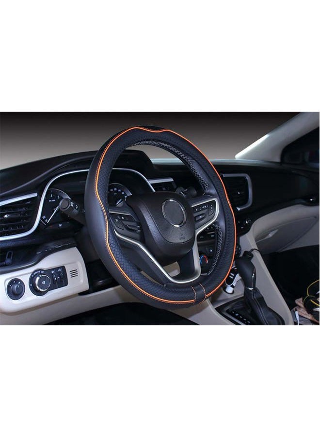Mayco Bell Universal Standard Size Steering Wheel Cover Anti-Slip,Safety,Soft,Breathable,Durable,Full Surround,Comfortable Grip Microfiber Leather (14.5-15 inch,Black Orange) - Image 1
