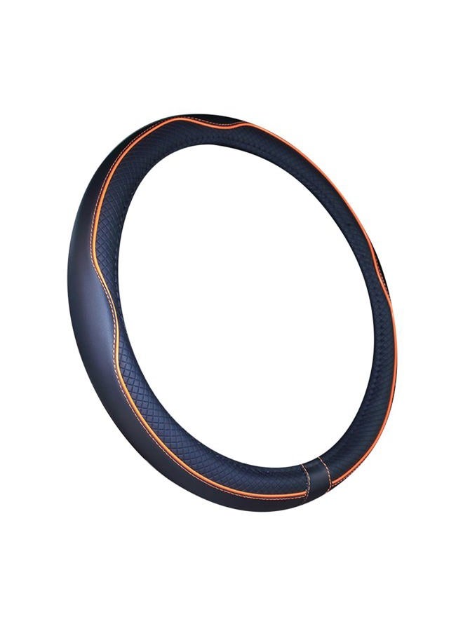 Mayco Bell Universal Standard Size Steering Wheel Cover Anti-Slip,Safety,Soft,Breathable,Durable,Full Surround,Comfortable Grip Microfiber Leather (14.5-15 inch,Black Orange) - Image 2