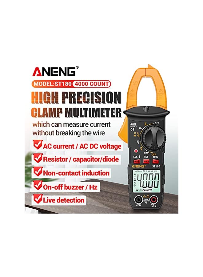 ANENG ANENG ST180 4000 Counts Digital Clamp Meter Multimeter Clamp Multimeter Voltmeter Ammeter AC DC Voltage AC Current Meter NCV Tester Universal Meter Tester Current Clamp Tester -30~1000℃ Temperature  - Image 4