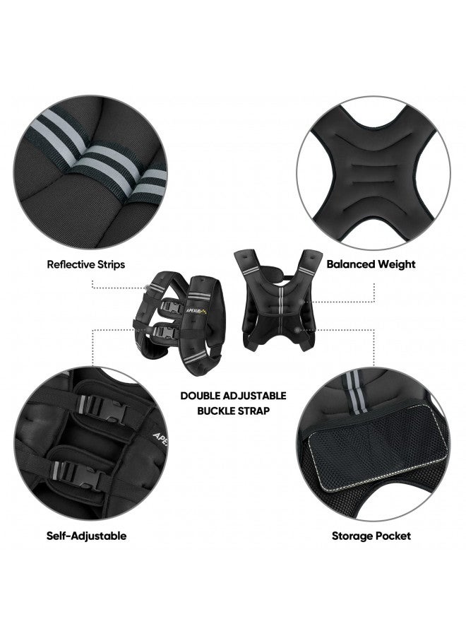 APEXUP APEXUP Weighted Vest Men 15lbs Weights with Reflective Stripe, Weighted vest for Women Workout Equipment for Strength Training Running (Black)  - Image 2