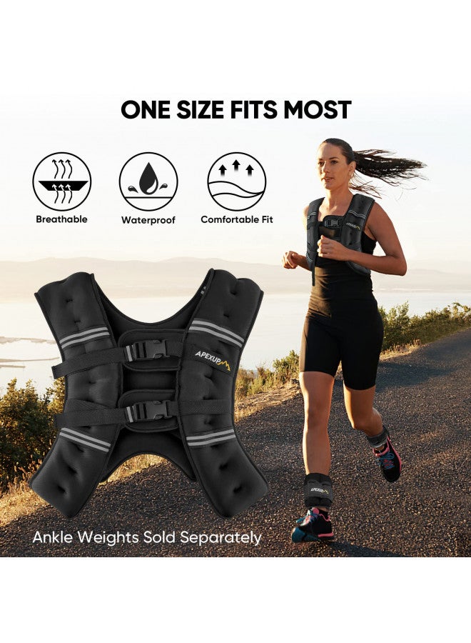 APEXUP APEXUP Weighted Vest Men 15lbs Weights with Reflective Stripe, Weighted vest for Women Workout Equipment for Strength Training Running (Black)  - Image 3