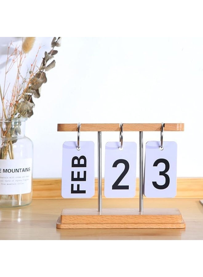 Wooden Daily Flip Calendar, Perpetual Desktop Calendar with Large Display, 16 x 6 x 12.8 cm, Office Desk Decor - Image 5
