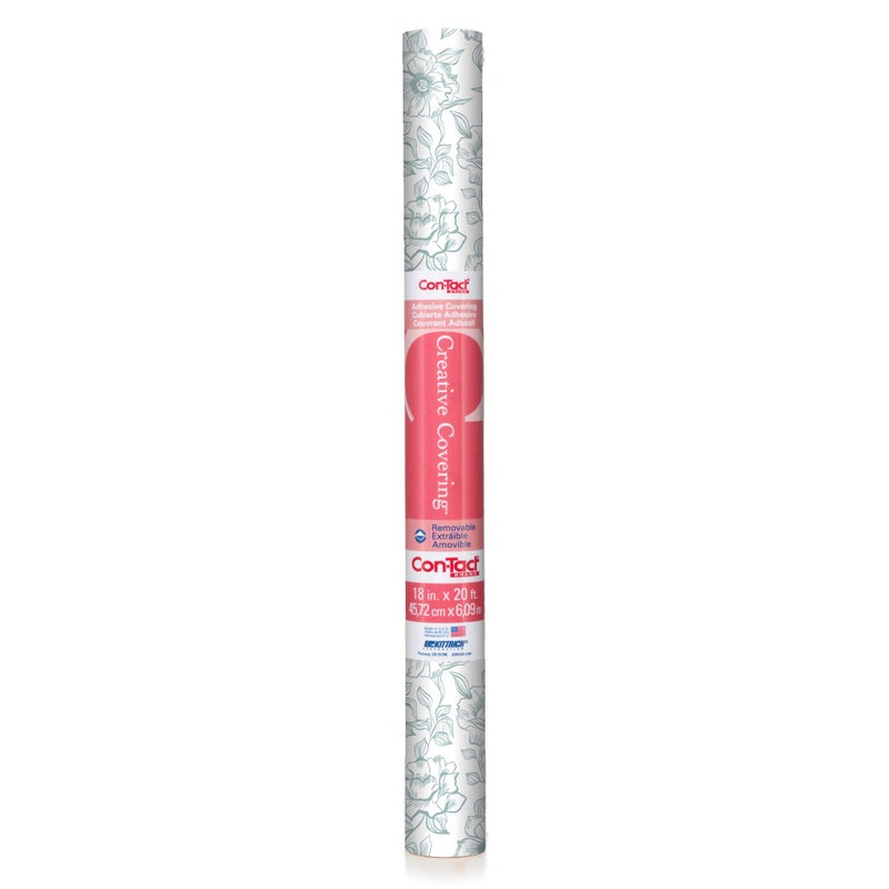 Con-Tact Brand Creative Covering, Self-Adhesive Shelf and Drawer Liner, Multi-Purpose Vinyl Roll, Easy to Use and Apply | Peel & Stick, 18'' x 9', English Rose Blue - Image 1