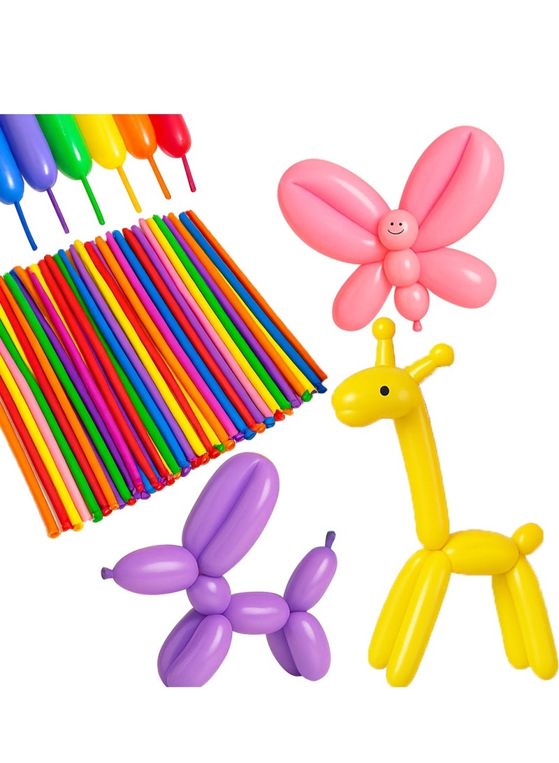 نقطة الحزب بالونات - عبوة من 100 بالون لاتكس، بالونات طويلة ملتوية بألوان متنوعة لحفلات أعياد الميلاد والحيوانات وديكورات المهرجانات - Image 1