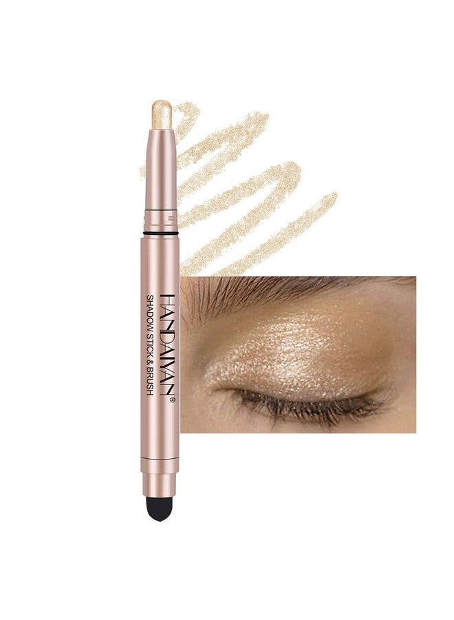 DekRion Eyeshadow Stick, Shimmer-Cream Eye Shadow Pencil, Eye Shadow Sticks Long-Lasting Waterproof, Glitter Eyeshadows Stick With Soft Brush For Eyeshadows Makeup(02Champagne-Gold) - Image 1