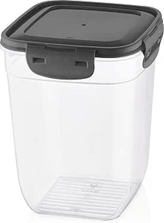 Bager Cook&Lock Colored Cover Square Storage Container (1100+1950+3250 Ml) (Deep), grey