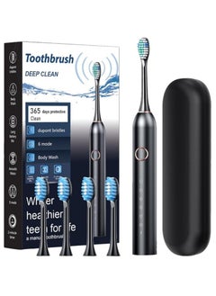 Generic Rechargeable Electric Toothbrush, Electric Soft Gum Toothbrush for Adults with 4 Brush Heads, USB Rechargeable Lasts 180 Days 40000 VPM Deep Clean 6 Modes Toothbrush Includes Travel Case  - Image 1