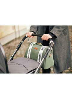 CHILDHOME Mommy Club Signature Canvas Diaper Changing Bag, Green  - Image 5