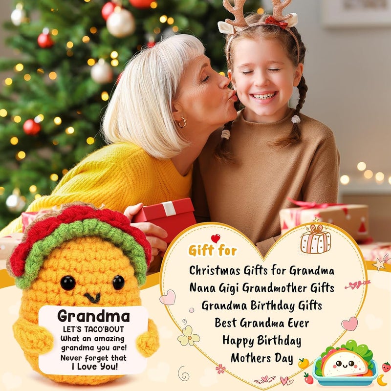 LuoHere Grandma Gifts Christmas Birthday Gifts for Grandmother from Grandkids Gigi Gift for Great Best Grandma Ever Mothers Day Christmas Funny Granny Grandparents Mimi Nana Gigi Handmade Crochet Taco - Image 2