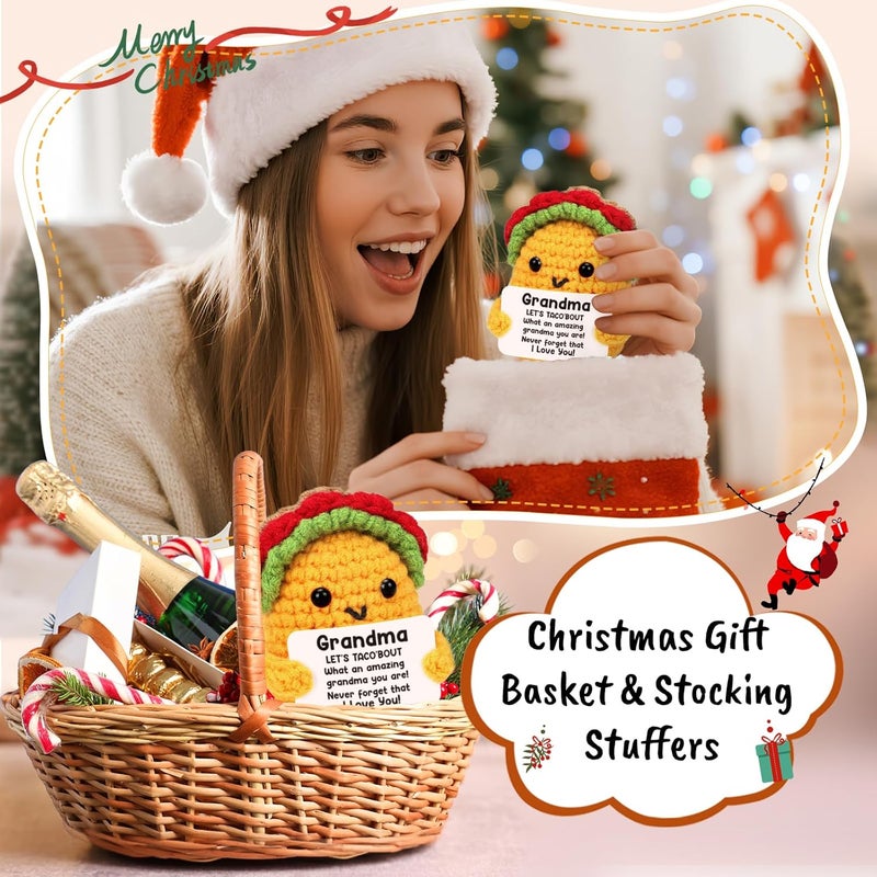 LuoHere Grandma Gifts Christmas Birthday Gifts for Grandmother from Grandkids Gigi Gift for Great Best Grandma Ever Mothers Day Christmas Funny Granny Grandparents Mimi Nana Gigi Handmade Crochet Taco - Image 3