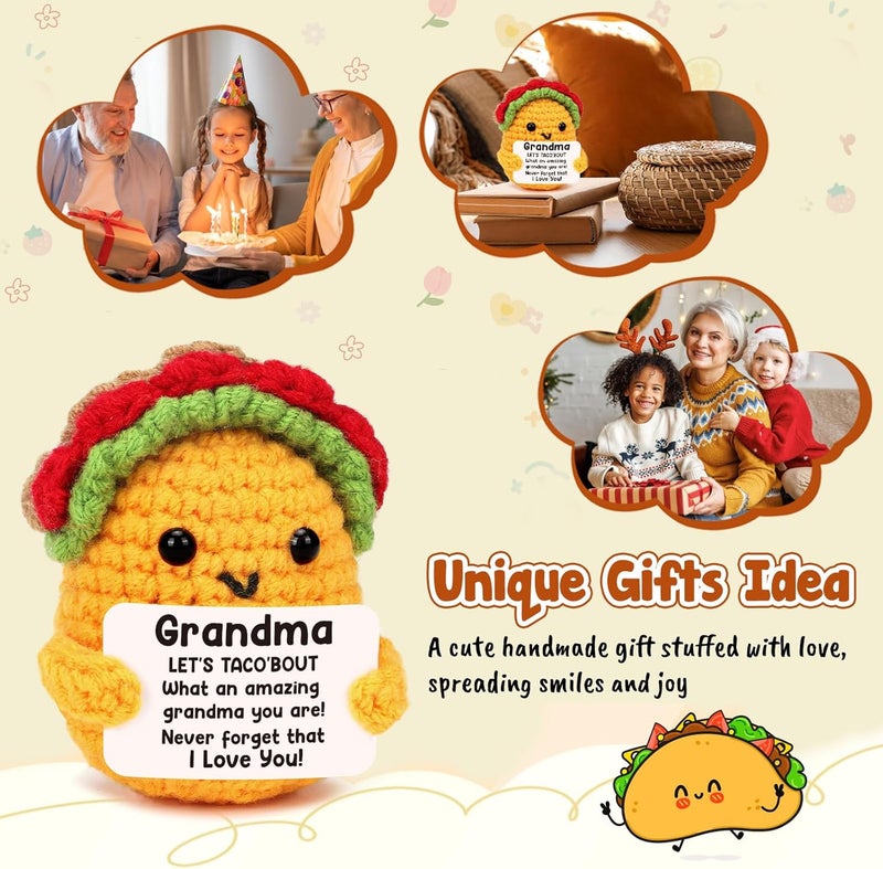 LuoHere Grandma Gifts Christmas Birthday Gifts for Grandmother from Grandkids Gigi Gift for Great Best Grandma Ever Mothers Day Christmas Funny Granny Grandparents Mimi Nana Gigi Handmade Crochet Taco - Image 4