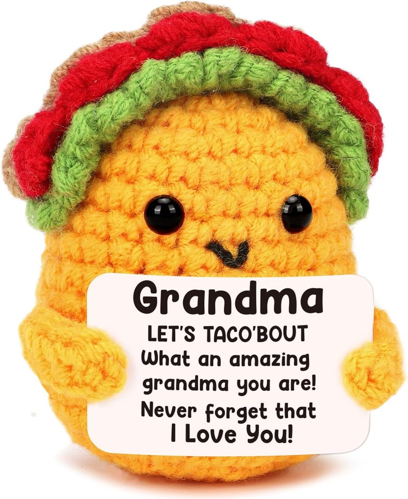 LuoHere Grandma Gifts Christmas Birthday Gifts for Grandmother from Grandkids Gigi Gift for Great Best Grandma Ever Mothers Day Christmas Funny Granny Grandparents Mimi Nana Gigi Handmade Crochet Taco - Image 1