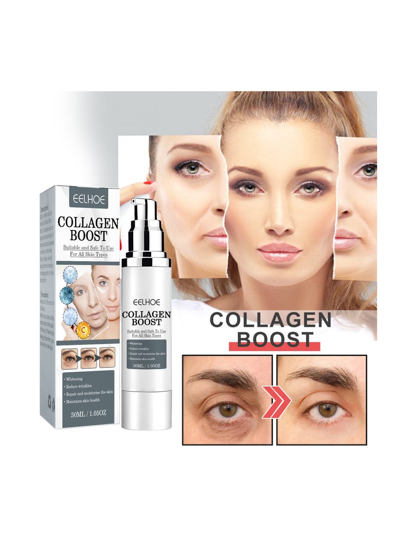 EELHOE - Collagen Boost Anti-Aging Serum  Collagen Boost Serum Collagen Anti-Wrinkle Cream Anti Aging Serum For Women Collagen Booster For Face With Hyaluronic Acid 30ML - Image 1