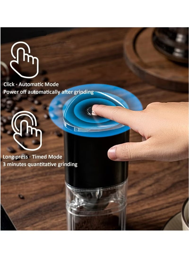 مطحنة قهوة كهربائية محمولة يدوية لطحن حبوب البن والتوابل والمزيد، شفرة طحن سيراميكية، حجرة قابلة للإزالة، للتخييم/التنقيط/الإسبريسو/الصب فوق مكبس القهوة الفرنسي، لون أسود - Image 3